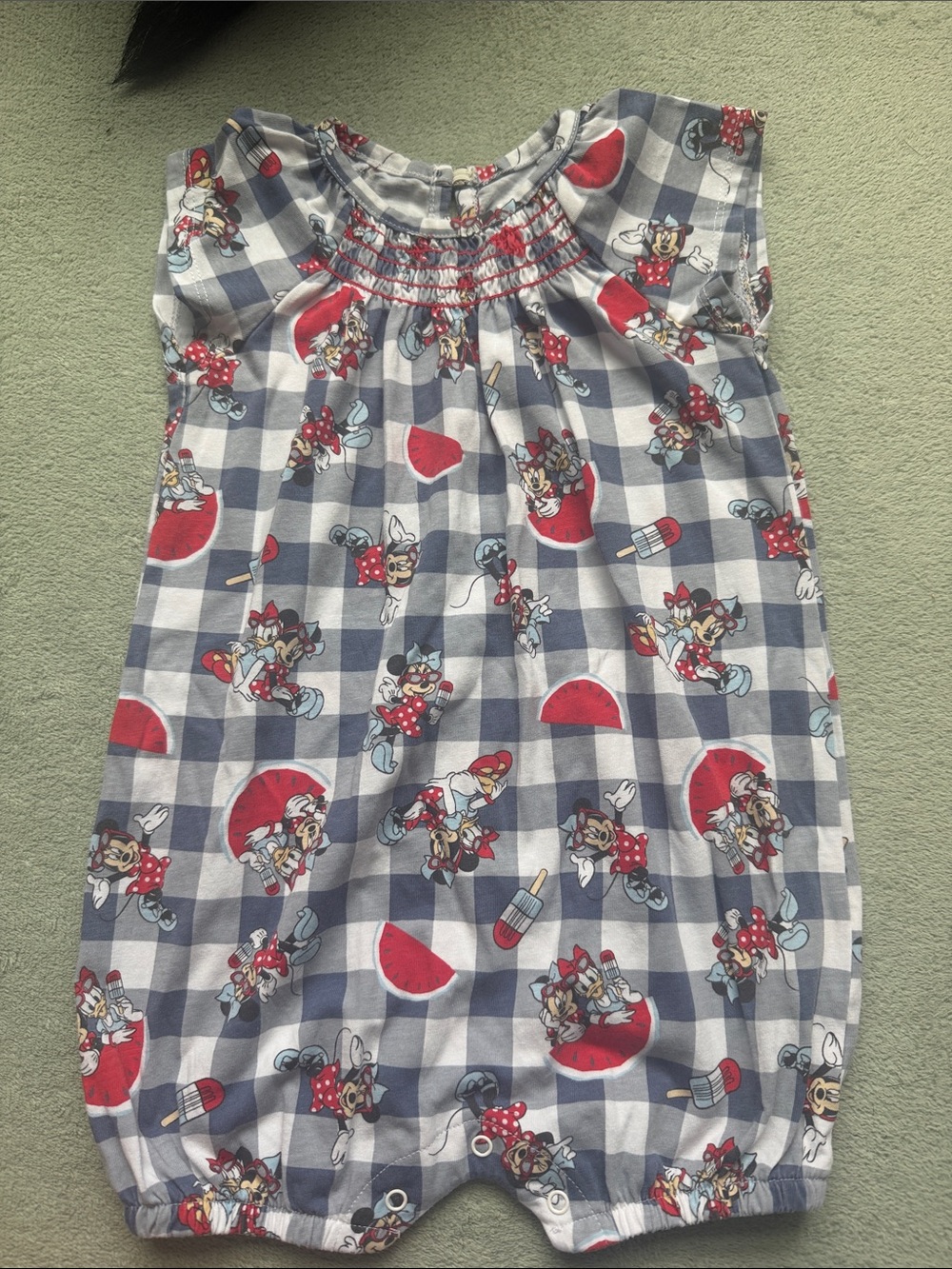 Disney Blue Gray and Red Minnie Mouse Plaid One-Piece
